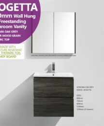 *SALE* Bogetta 600mm Grey Oak PVC Thermal Foil Timber Wood Grain Vanity