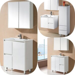 Slim 750x360mm SNN PVC Waterproof Polyurethane Gloss White Vanity Ceramic Top