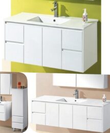 1200mm SNN PVC Waterproof Gloss White Polyurethane Wall Hung Vanity