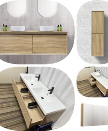 1500mm DEVO Bevel Edge White Oak Timber Wood Grain Wall Hung Bathroom Vanity