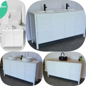 1500mm LYON Floor Standing Matte White Shaker Hampton Style Vanity