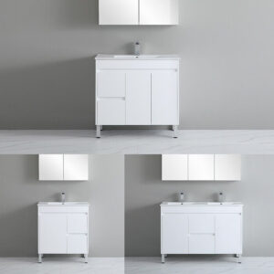 600-1500mm White Polyurethane PVC Waterproof Floor Standing Vanity Cabinet Only