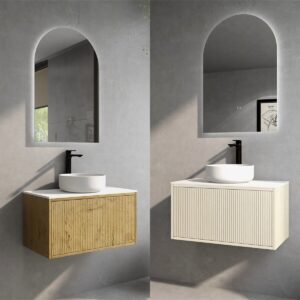 Bellevue 750 x 500mm Ultra Wide PVC Waterproof Fluted Nested Inner Shelf Vanity
