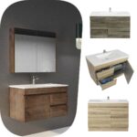 900 Berge PVC Thermal Foil Timber Wood Grain Wall Hung Vanity Drawers & Cabinet