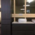 BLACK Charcoal Grey Timber Wood Grain Bathroom Tall boy side Cabinet w Drawer