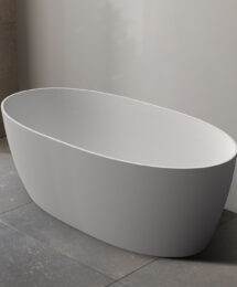 Riva DELTA 1500mm 1700mm Matte White Super Slim Oval Freestanding Acrylic Bath Tub