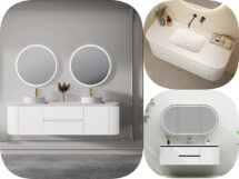 Lukka Devito Curved  Matte White / Black  Shadow Line Bathroom Vanity Unit