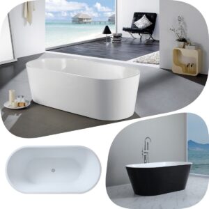 OVIA 1200 1300 1400 1500 1700mm Round Oval Freestanding Acrylic Bath Tub