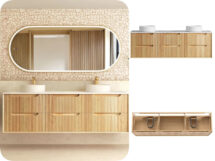 Otti Byron 1800mm Fluted Plywood Timber Look Woodland Oak Wall Hung Vanity