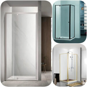 PC025 700 - 1470mm Semi-frame Pivot Door Wall to Wall Shower Screen 5 Colours
