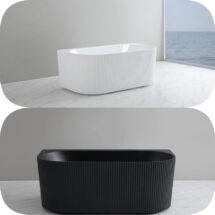 Poseidon Bari Fluted 500mm 1700mm Back to Wall Acrylic Bathtub
