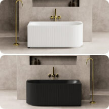 Poseidon Capri Fluted Corner 1500mm 1700mm Back to Wall Acrylic Bathtub