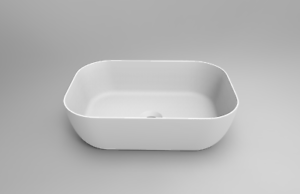 Rectangle White Solid Surface Stone Thin Edge Above Counter Vanity Art  Basin