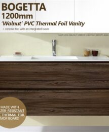 *SALE*  1200mm Bogetta Walnut Oak PVC Foil Timber Wood Grain Wall Hung Vanity