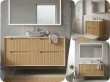 Vito Plywood 1200mm Brooklyn Fluted Red Oak Wall Hung Vanity 4 Drawers