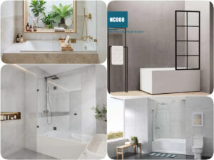 CVP006 1000/1200mm x 1500mm Fixed & Swing Panel Over Bathtub Pivot Door Shower Screen