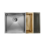 440x440x205mm Stainless Steel Round R10 Corners Kitchen Sink Brushed Gold/Grey