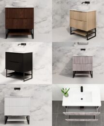 750mm Riva Bali Fluted Panel Floor Standing with Shelf Bathroom Vanity 5 Colours
