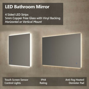 Back Lit 900mm 750mm 800mm 1200mm LED Light Anti Fog Fogless Bathroom Mirror ...