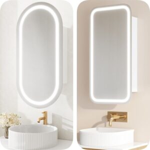 Mercio Athena Oval / Rectangular Shape LED PVC Mirror Shaving Cabinet White