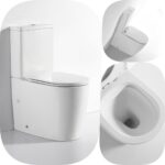 Mercio Short Projection 620x820x370mm London Rimless Round Back to Wall Faced Toilet