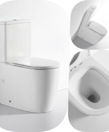 Mercio Short Projection 620x820x370mm London Rimless Round Back to Wall Faced Toilet