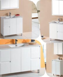 SNN 900mm PVC Waterproof Gloss White Polyurethane Vanity Ceramic Top