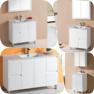 SNN 900mm PVC Waterproof Gloss White Polyurethane Vanity Ceramic Top