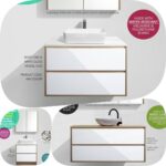 *Sale* 750mm Duo White Oak Gloss White Two Tone Wall Hung Vanity Cabinet Only