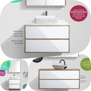 *Sale* 750mm Duo White Oak Gloss White Two Tone Wall Hung Vanity Cabinet Only