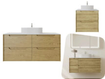 Vito Plywood 1200mm Brooklyn Red Oak / Ashwood Wall Hung Vanity 4 Drawers