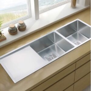 1160x450x235x1.2mm DEEP 304 Stainless Steel Double Bowl Kitchen Sink w Strainer