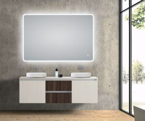 AQ 3 Colours LED Mirror 600/750/800/900/1200/1500 Touch Sensor Backlit Frosted Edge
