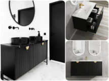 600-1500mm Otti Marlo Fluted Matte Black Plywood Vanity with Nested Inner Drawer