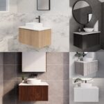 750mm Riva Fluted Panel VIENNA Wall Hung Bathroom Vanity & 750mm Shaving Cabinet