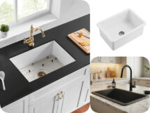 810x480x254mm Camden Butlers Fireclay Square Sink Gloss White/ Matte Black