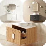 900mm Otti Laguna Plywood Timber Wood Grain / Black / White Wall Hung Vanity