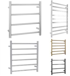 Aquaperla Electric Heated Towel Rack Round / Square Brushed Nickel / IP55 Rating