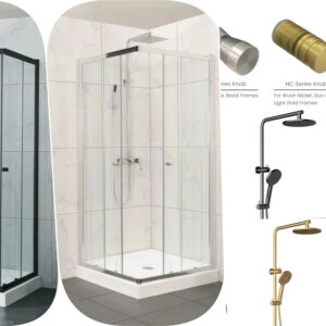 Corner Semi-Frameless Double Sliding Glass Shower Screen Colour Frame Half Panel