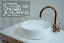 EVE 360mm Matte White Round Circular Ceramic Counter-top Vanity Basin Sink Bowl