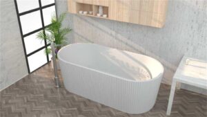 ! Special 1500mm Fluted Matte White Oval Shape Olivia Free Standing Bath Tub