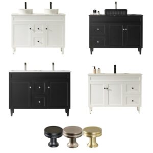 1200 Harrington Shaker Floor Stand PVC Polyurethane White / Black Double Vanity