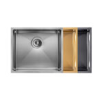 510x450x230mm Stainless Steel Round Corners Kitchen Sink Brushed Gold/Grey PVD