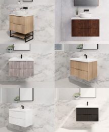 900mm Riva Bali Fluted Panel Wall Hung Bathroom Vanity 5 Colours