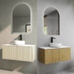 900mm Slim CETO Bellevue Fluted PVC Film Wood Grain Costal Oak Prime Oak Vanity