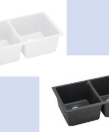 ARETE STONE 838x477mm Black / White  Granite Quartz Double Kitchen Laundry Sink