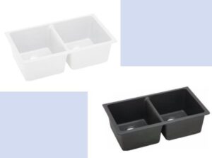 ARETE STONE 838x477mm Black / White  Granite Quartz Double Kitchen Laundry Sink