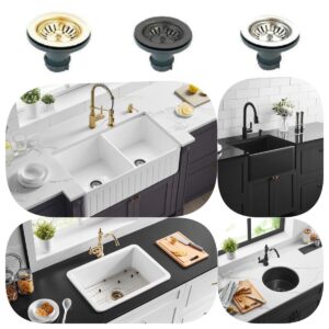 Fine Fireclay CETO Greenwich Butlers Sink White / Matte Black Kitchen Laundry