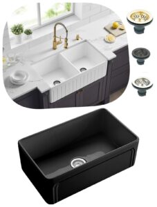 Fireclay 830x450 CETO Greenwich Butlers Sink White / Matte Black Kitchen Laundry