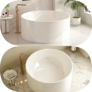 Mercio Cole Round 1400 x 580mm Gloss White Acrylic Round Freestanding Bath